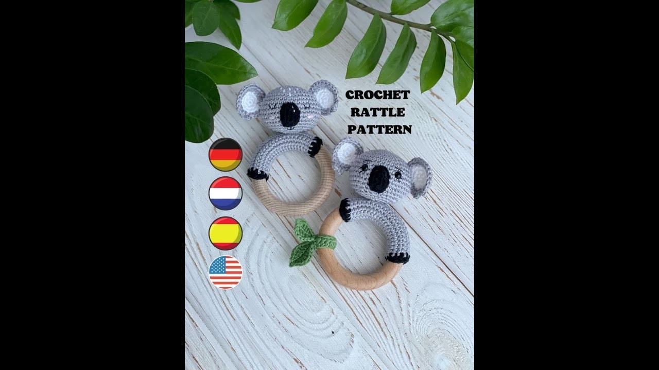 Crochet Koala rattle pattern, amigurumi Koala toy