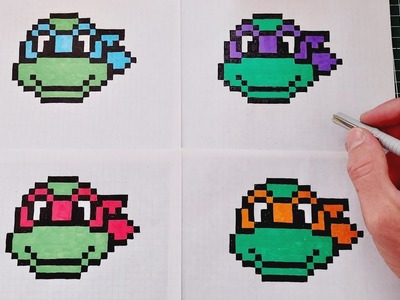 Comment dessiner les tortues ninja facilement. tuto dessin pixel art