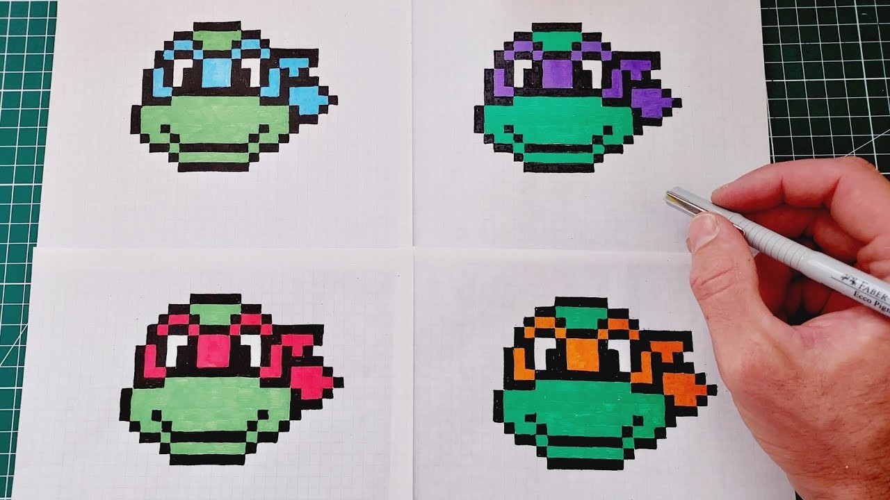 Comment dessiner les tortues ninja facilement. tuto dessin pixel art