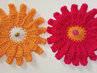 Daisy crochet flower.Crochet Designer.@KnittingTutor
