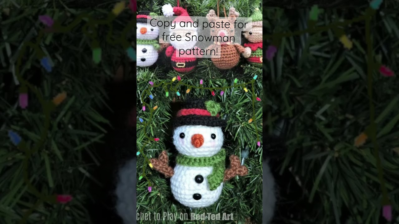 Free Snowman Crochet Pattern https:.www.redtedart.com.snowman-crochet-ornament-pattern.