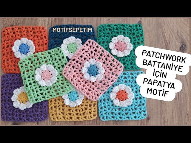 V Stitch Crochet - Çiçekli Motif. Patchwork Örgü Battaniye için 1. Video