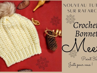 Crochet Bonnet 3D "MEERA" Facile & Rapide special gauchers