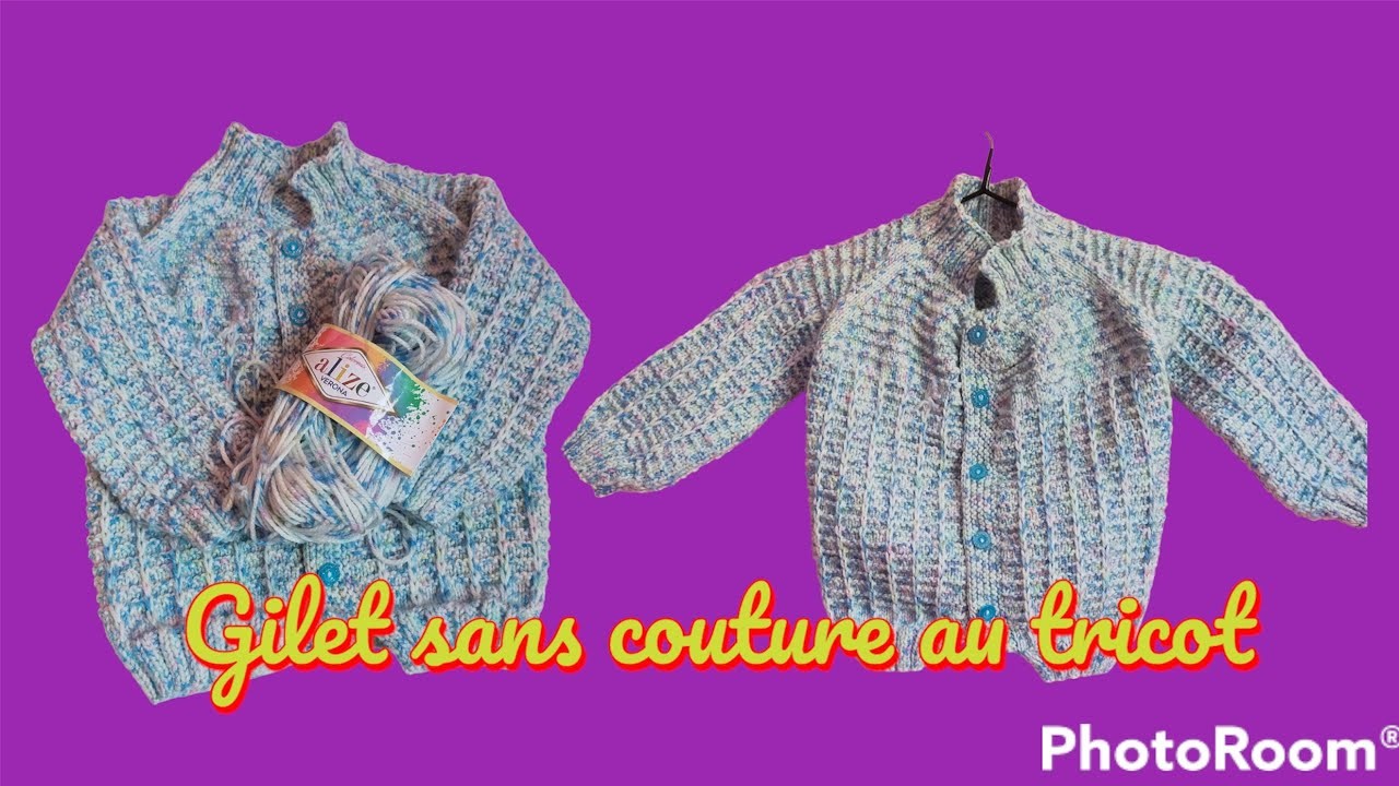 Gilet raglan top down au tricot 3-4-5 ans - veste raglan sans couture au tricot partie 1.2.