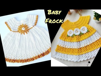 Crochet Designer Baby Frock, Crosia Designs, Crosia Frock Designs, #Beautyhorizonandart