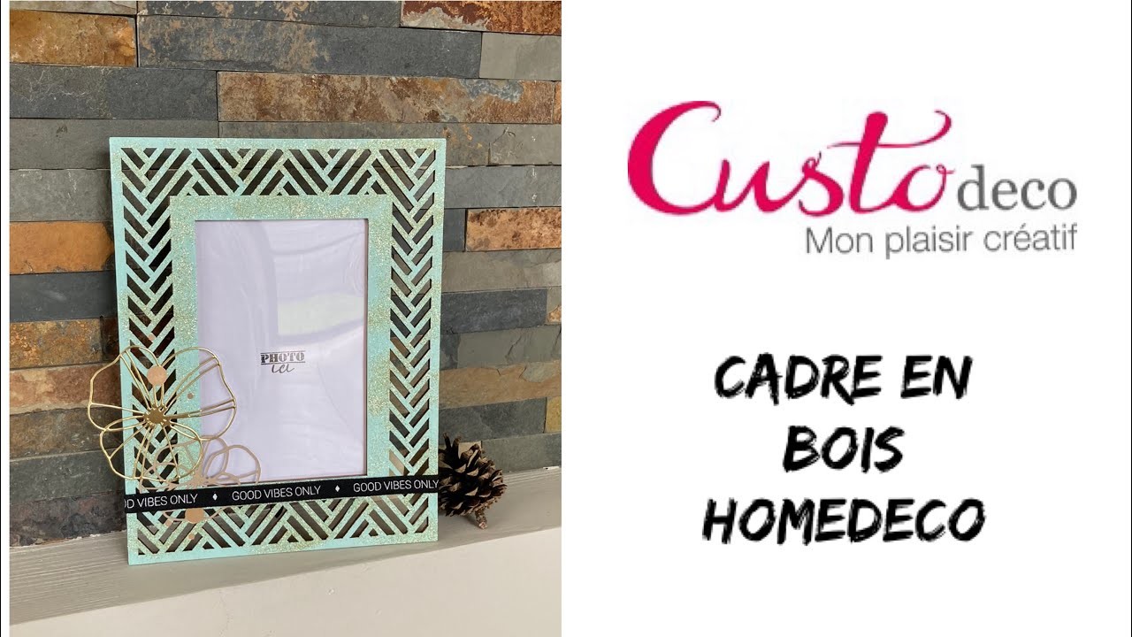 Tuto cadre photo en bois homedeco DT Custodeco facile avec peinture pebéo et poudre à embosser diy