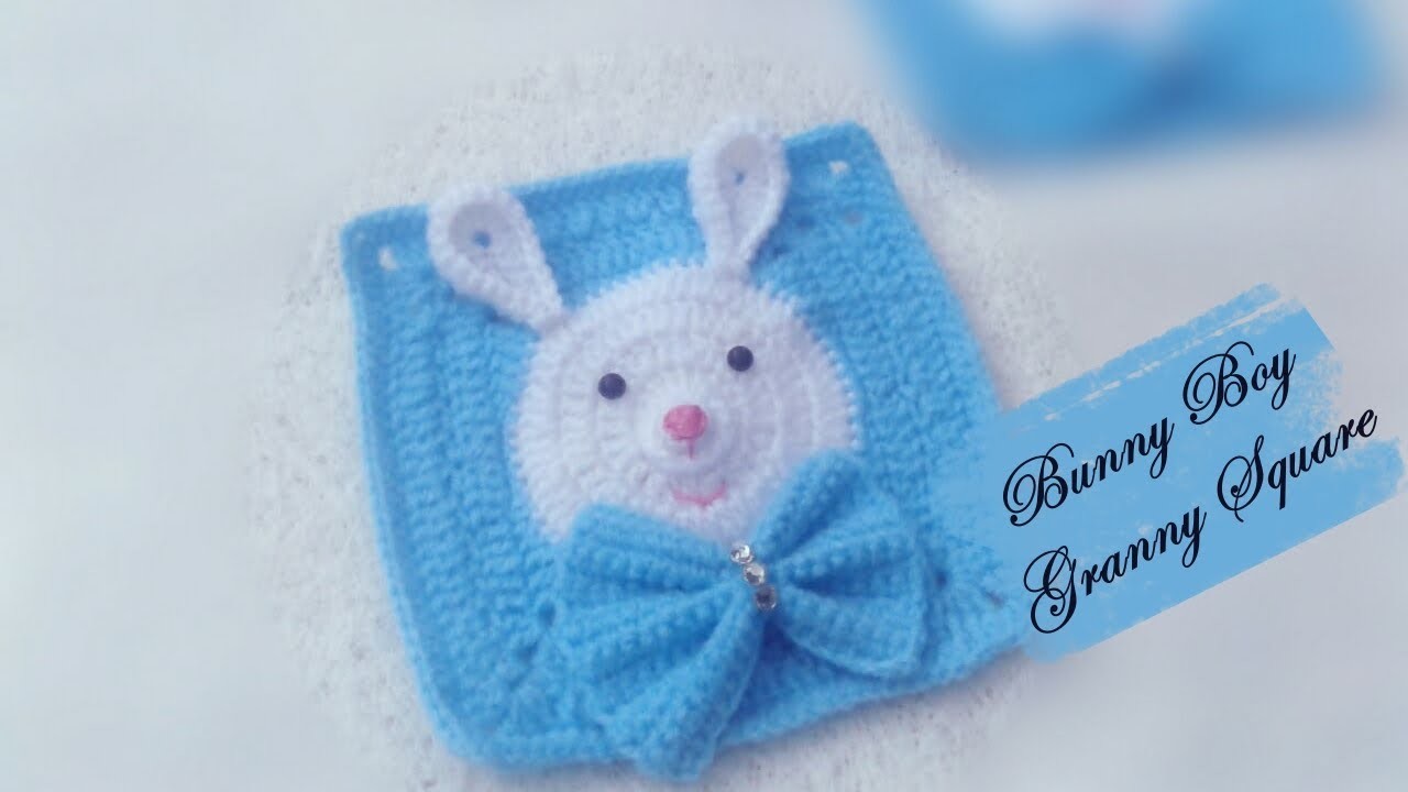 Bunny Granny Square | Free Crochet Pattern | 3D Granny Square |  Fairymellow Bunny Boy Granny Square