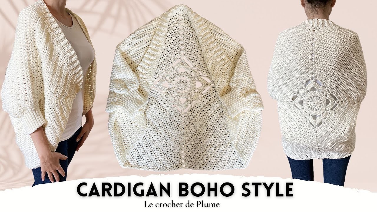 Comment faire une veste au crochet Boho style carré Granny - FACILE et RAPIDE - Tuto Toutes tailles