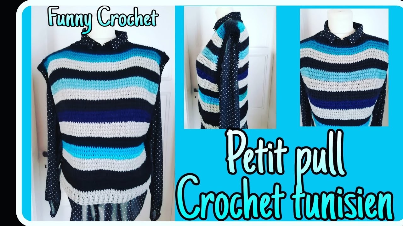 Petit pull au crochet tunisien @FunnyCrochet #crochet #crochetlove