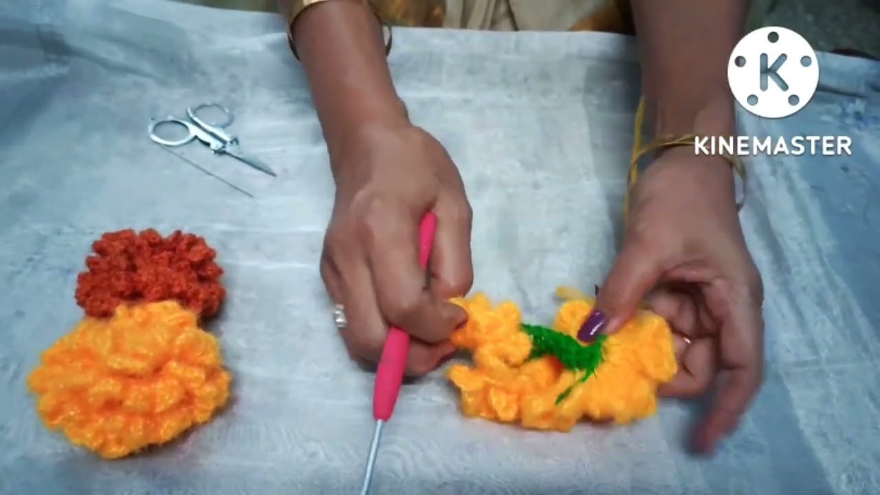 Crochet for beginners. क्रोशे विणकाम मराठी # 30. झेंडूचे फुल. marigold flower