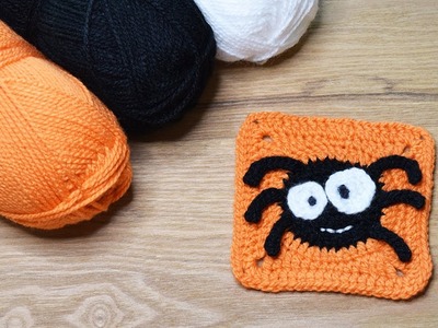 Crochet Spider Granny Square | Crochet Halloween Granny Square