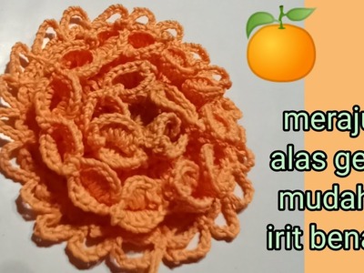 Cara merajut alas gelas motif daun.how to knit leaf motif cupboard @RRoyan