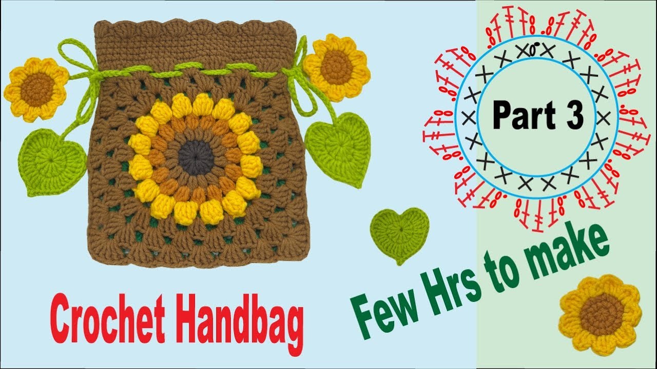 KnitLove HK.Knit.Crochet.How to.Flower.DIY.Handbag[Part 3].かぎ針編み.짜다.क्रोशै.棒針.鈎針.心形葉子.花.索帶包[第三部分].4K