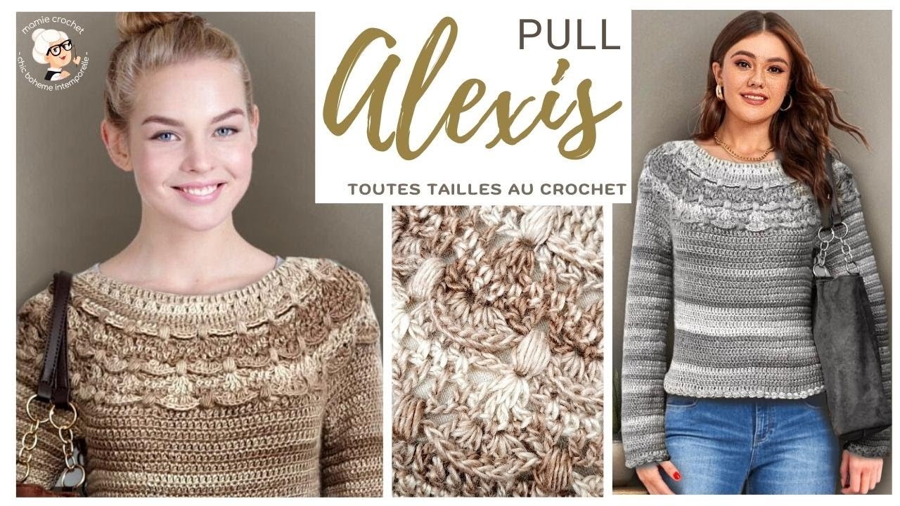 ???? PULL ALEXIS TOP DOWN HYPER FEMININ EN TOUTES TAILLES  AU CROCHET ???? TUTO pas a pas @Mamie Crochet