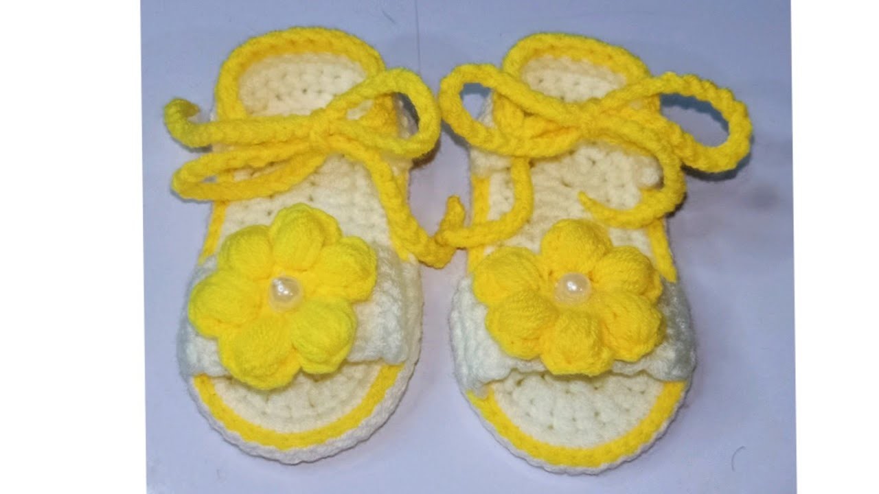 Crochet baby sandals 0-4months old #crochetbabysandals