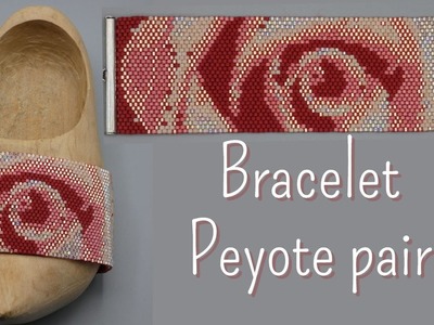 Tuto Kit DIY pour créer un bracelet en peyote, tuto 3.7 peyote motif rose macro