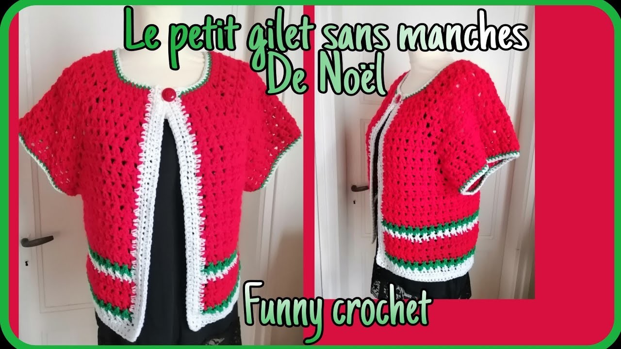 Un compagnon pour le réveillon ???? le gilet sans manches pour Noël @FunnyCrochet #crochet