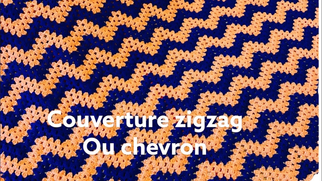 Couverture  bébé ZIG ZAG au crochet , motif chevron au crochet pas à pas.