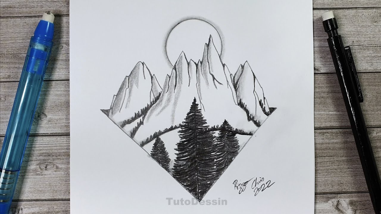 Paysage Montagneux au crayon de papier | Simple dessin | Tutoriel de dessin