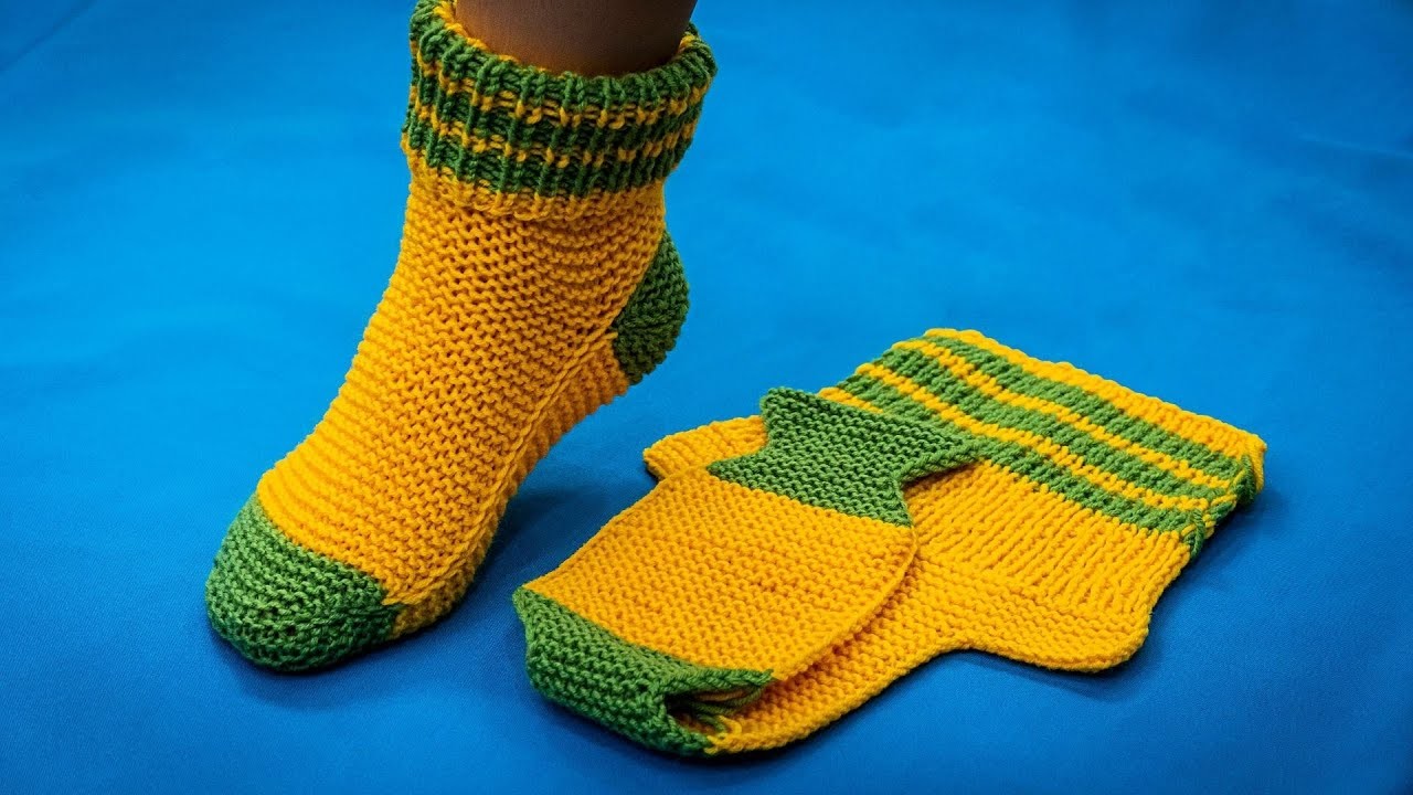 Socks on knitting needles using the Turkish style!