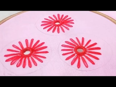 Hand Embroidery.ডলার দিয়ে সহজ ফুল সেলাইMirror hand work. Unique hand embroidery with dollorফুল সেলাই
