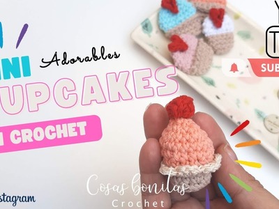 Mini CupCakes en crochet SUPER FACILES para tejer en un rato! Ideal para souvenirs, llaveros, pines.