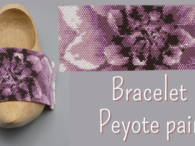 Tuto Kit DIY pour créer un bracelet en peyote Tuto 5.7 motif Dahlia en macro