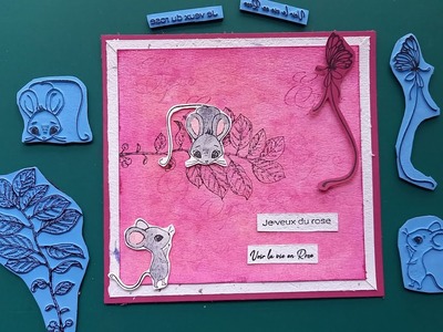 Tuto carte facile Octobre rose et ses souris - La Compagnie des Elfes