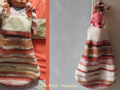 Tuto Tricot Sac Bébé à bretelles transformable en sac à jouets. Gigoteuse - Turbulette - Nid d'ange