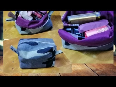 Tuto trousse de toilette makeup trousse. how to make Boxe pouch, make up pouch. خياطة حقيبة ماكياج