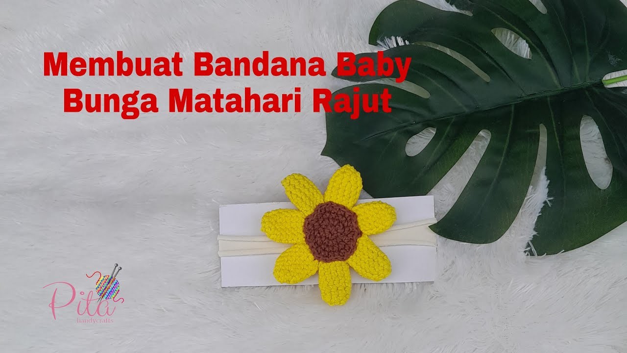 Tutorial Bandana Bayi Rajut Bunga Matahari | Crochet bandana baby #tutorialrajut