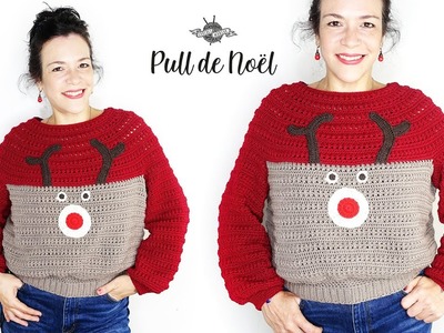 Crochet pull de Noël ???????? "Rudolph" | Top down | Pull moche