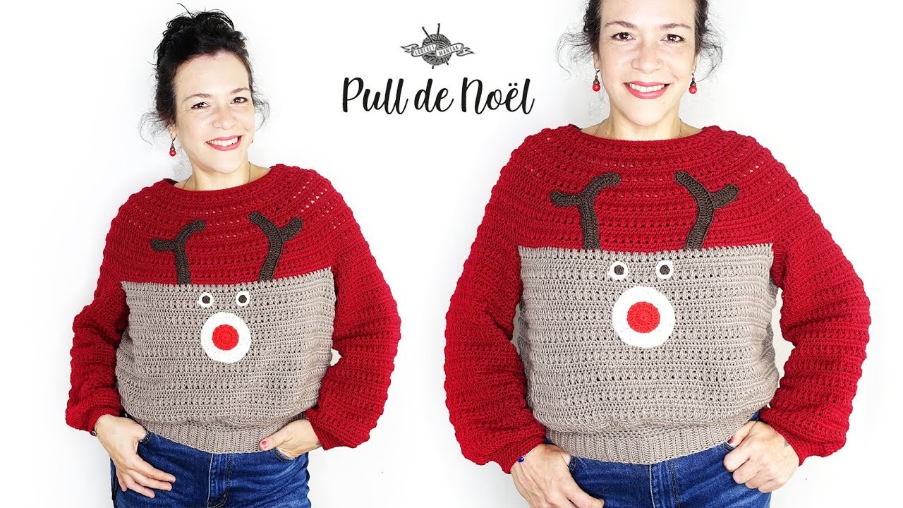 Crochet pull de Noël ???????? "Rudolph" | Top down | Pull moche