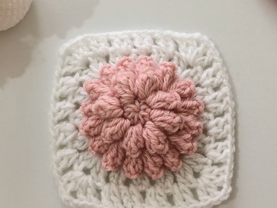 Crochet 3D flower motif Granny Square Kabartmalı örgü modeli