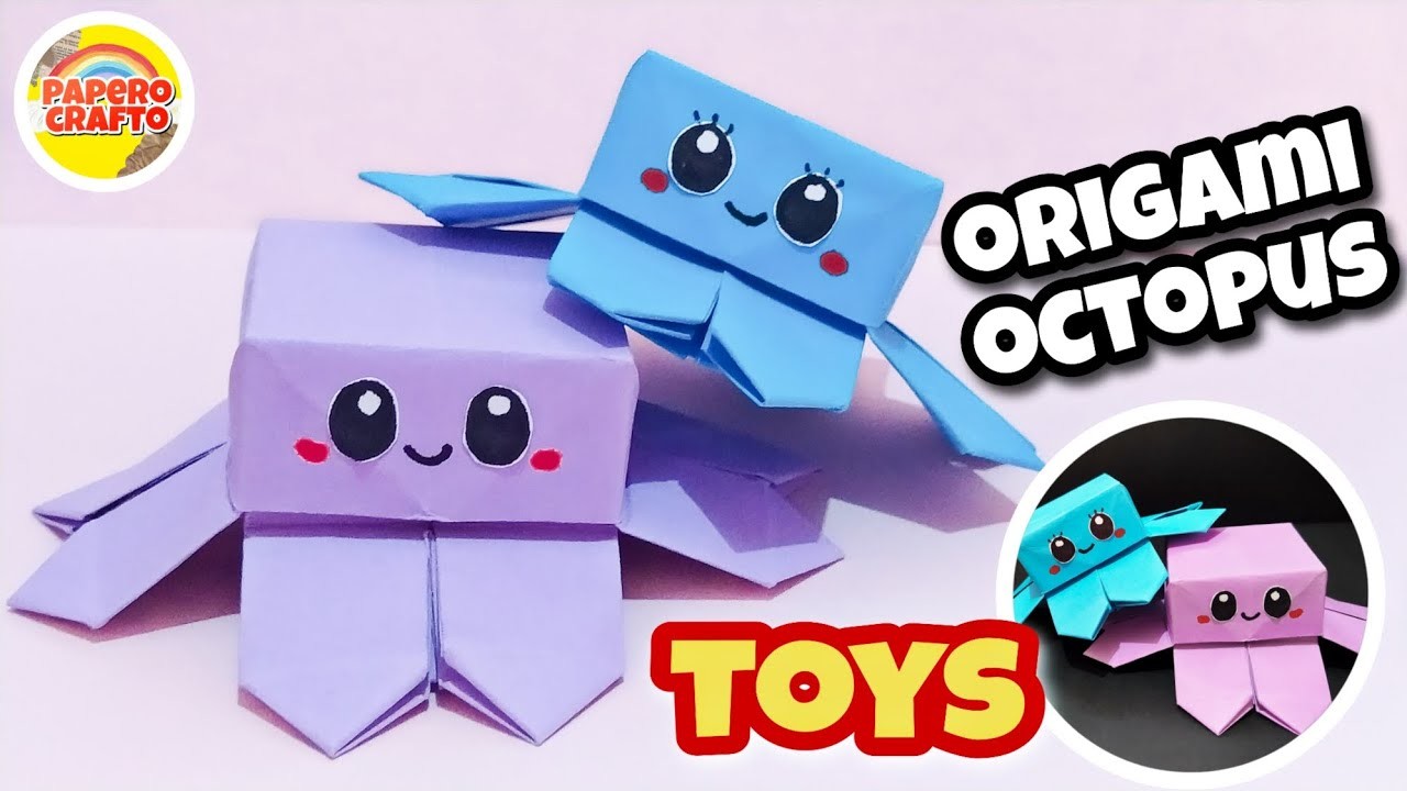 Origami jumping paper octopus. paper toys octopus. origami octopus. origami jumping toys