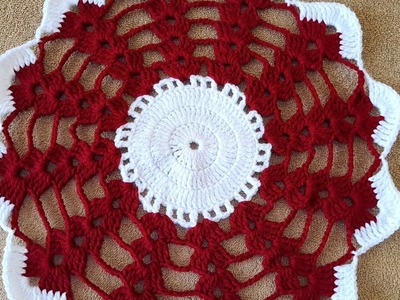 Thalposh ke desing, Very Easy crochet thalposh pattern, Woolen rumal design, क्रोशिया डिजाइन थालपोश