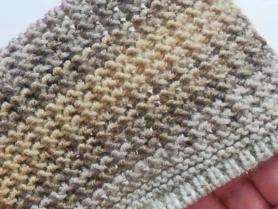 Batik ipten tek sırada biten iki şiş örgü modeli ✅Easy knitting