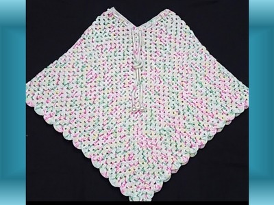 Poncho 5 to7Years Old Girls-Crochet.Granny Poncho.पोंचो क्रोशिया