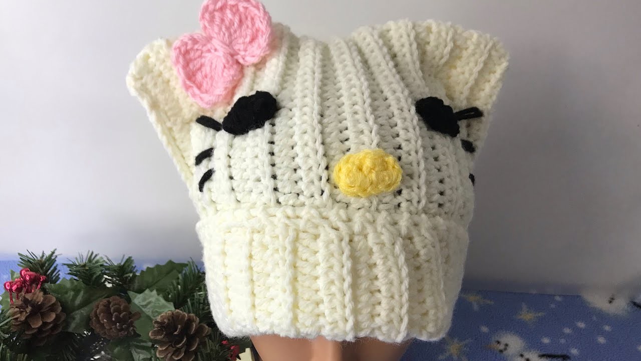 ¡Cómo hacer gorro Hello Kitty a crochet en una sola PIESA ! ¡Esto es posible!
