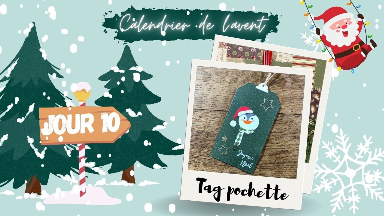 J 10 du calendrier de l'avent scrap 2022 : un tag avec pochette pour carte cadeau