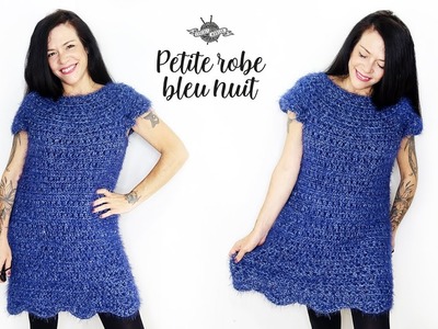Crochet petite "Robe bleu nuit" | Tuto top down | Point ajouré