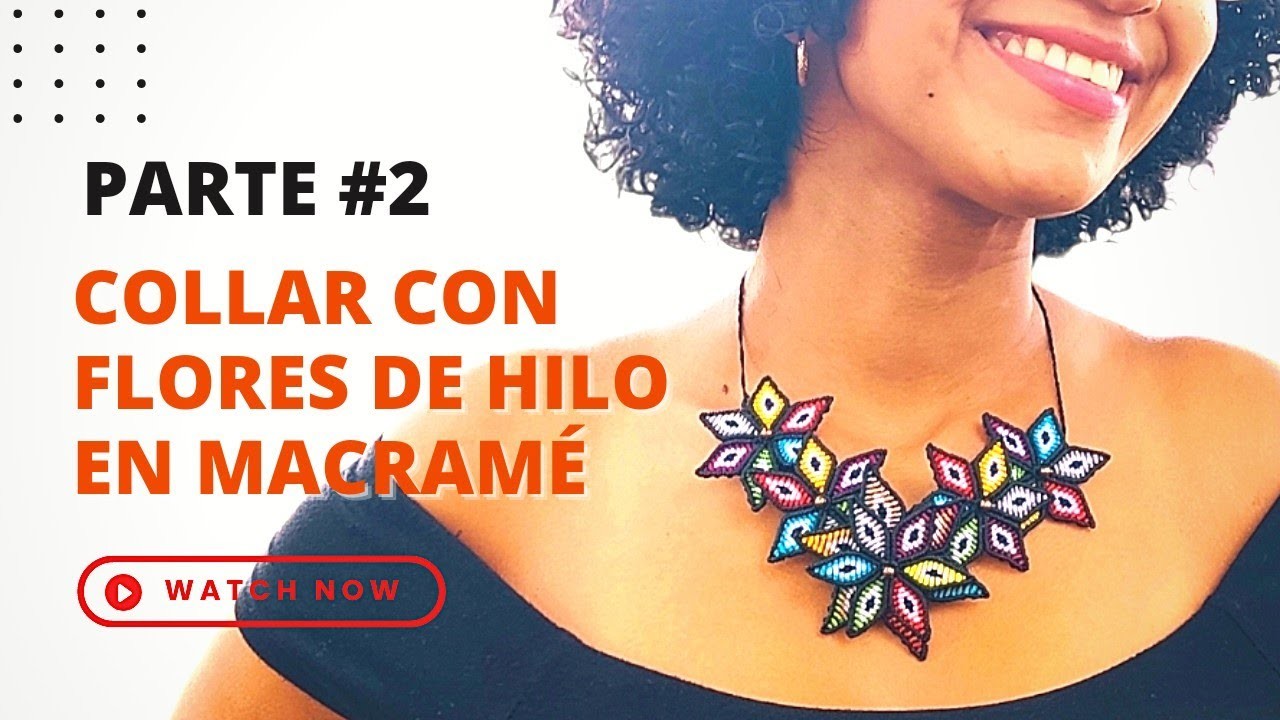 [PASO A PASO] Como HACER collar con FLORES de HILO en MACRAMÉ | Flor GRANDE #2 ????