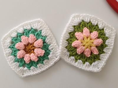 Crochet 3D flower motif Very easy and looks great Kabartmalı Çiçek Motifi Örgü modelleri