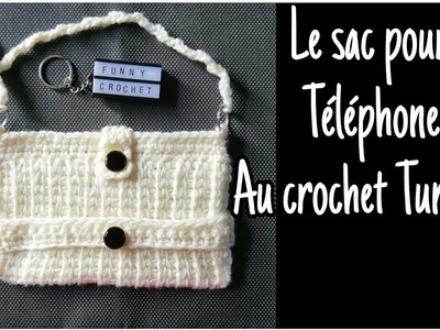 Indispensable le petit sac pour téléphone au crochet Tunisien @FunnyCrochet #crochetTunisien