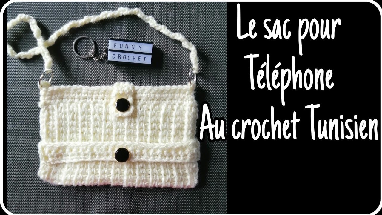 Indispensable le petit sac pour téléphone au crochet Tunisien @FunnyCrochet #crochetTunisien