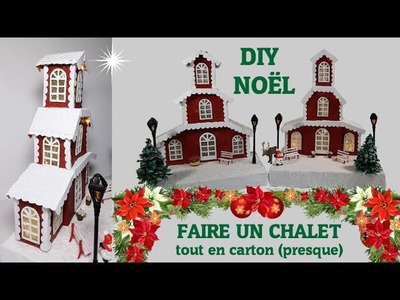 Tutoriel : Comment faire un chalet de Noël en carton miniature : How to make a christmas cottage ????
