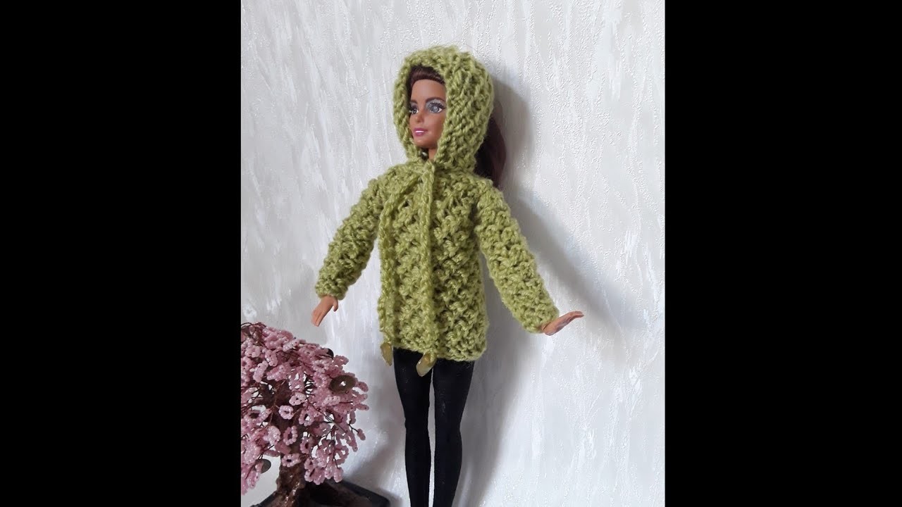 Худи с капюшоном. Hoodie. Knitting hoodie. Hood. Spokes. Crochet Barbie.