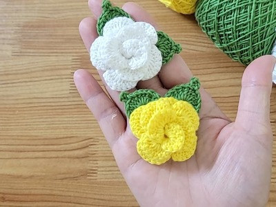 Flower brooch  mini rose crochet | Móc hoa hồng mini siêu dễ