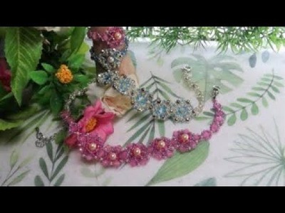 DIY珍珠紫粉水晶手鍊、戒指｜Pearl purple pink crystal bracelets, rings#12
